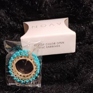 Avon Gold and Blue Statement Earrings